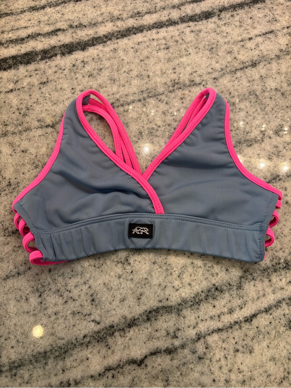 Blue/Grey and Hot Pink Strappy Tiger Friday top XLC -